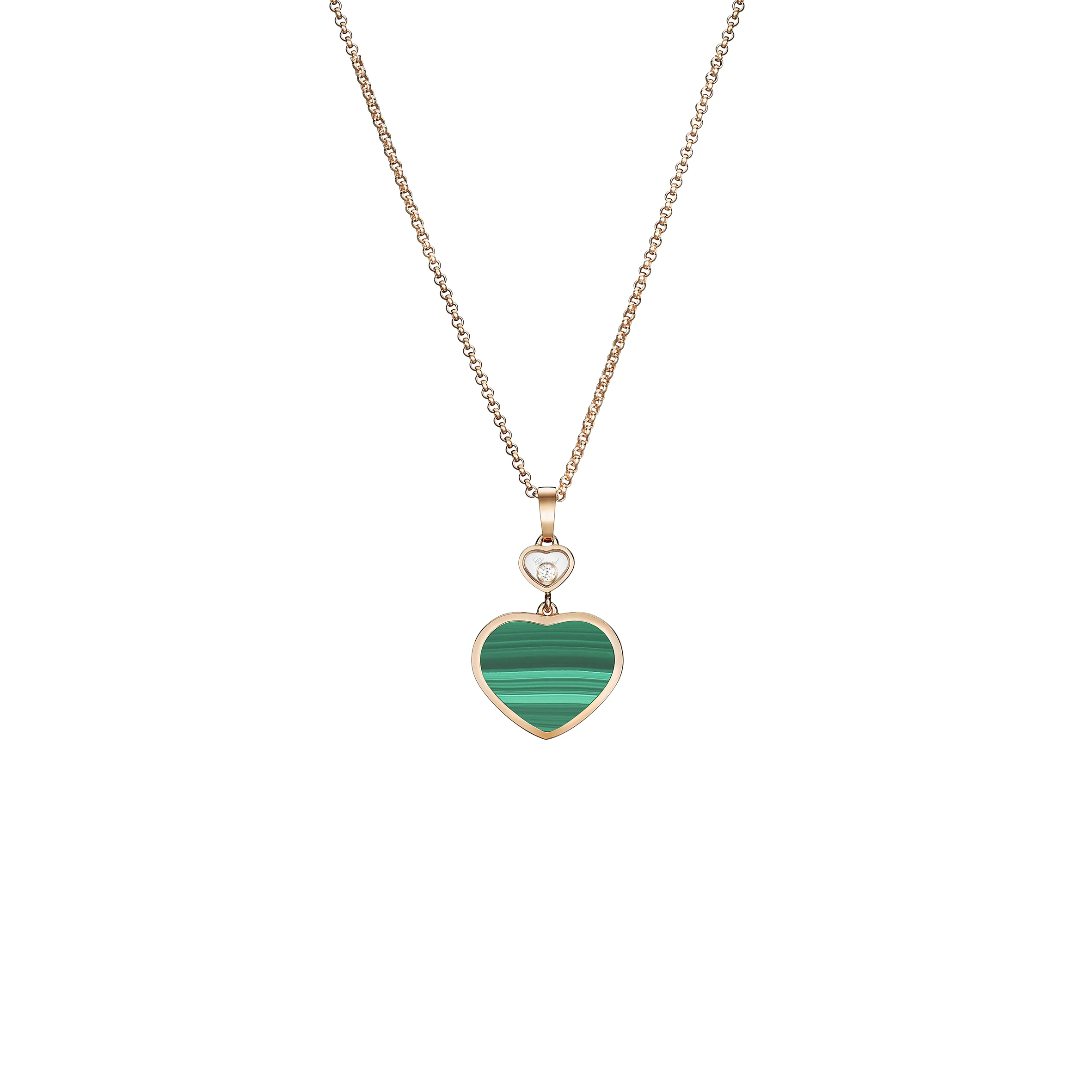 CHOPARD HAPPY HEARTS PENDANT, ROSE GOLD, DIAMOND, MALACHITE 797482-5151